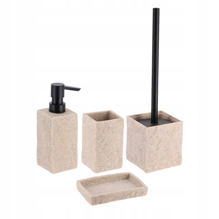 Набір аксесуарів для ванної кімнати STONE (4 предмети): ершик для туалету та дозатор