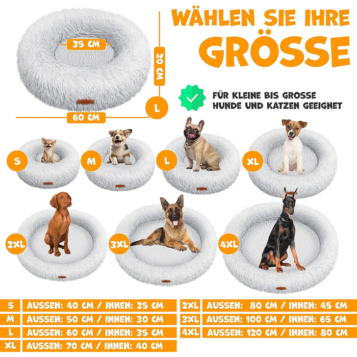 Кругле ліжко для собак та котів Lovpet® Bagel з мискою та іграшками, 120 см, світло-сірий