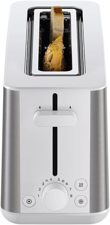 Braun Toaster PurShine HT 1610 WH, 25cm bread slots, 8 browning levels, reheat & defrost function, bread roll attachment, crumb tray, 1030W, White
