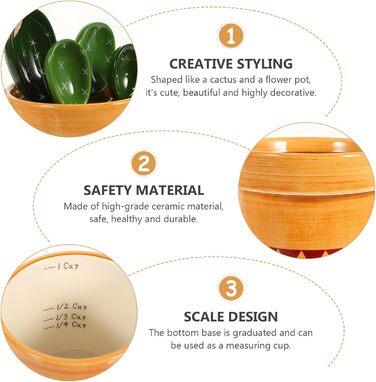 Cabilock 1 Set Cactus Measuring Spoons Porcelain Cooking Measuring Spoons Made of Porcelain Cactus Figurine Measuring Measuring Spoons for the Kitchen Cactus Measuring Cacti Gifts Baking Kitchen Measuring Flour Ceramic