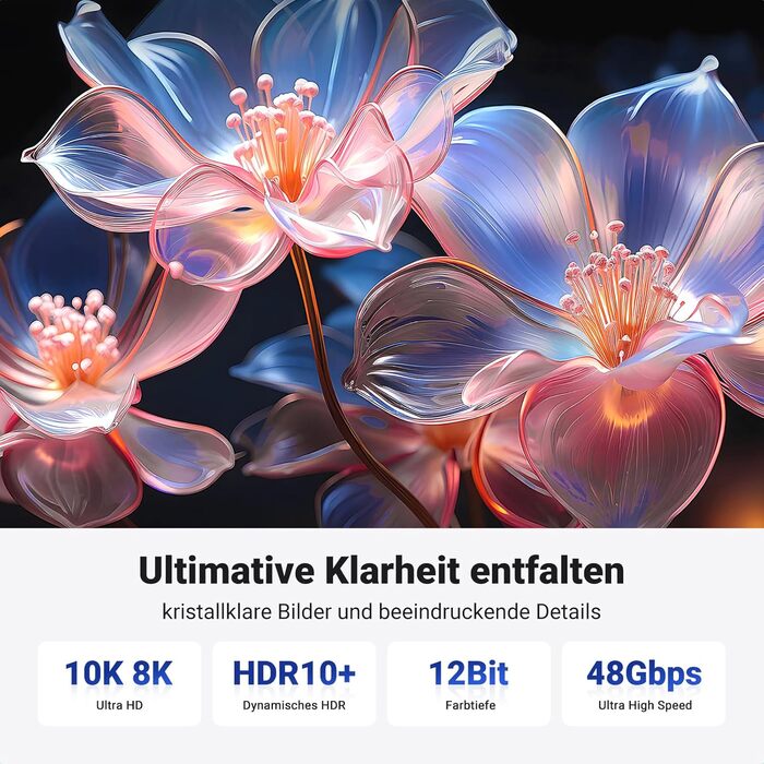 Кабель HDMI 2.1 UGREEN 10K/8K/4K з підтримкою 120Hz/144Hz, 48Gbit/s, eARC, HDR 10+, Dolby Vision, VRR, 2 метри