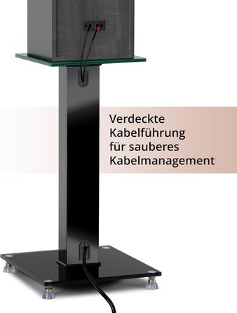 Підставка для колонок Pronomic SLS-282 BK (пара) - Стильний дизайн з 2 скляними пластинами, регульовані шпильки та гумові ніжки, приховане кабельне провідництво, вантажопідйомність 10 кг