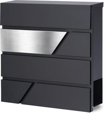 Поштова скринька Verda Anthrazit з газетницею, порошкове покриття AkzoNobel, 2 ключі, табличка з іменем, дизайнерська настінна поштова скринька з нержавіючої сталі