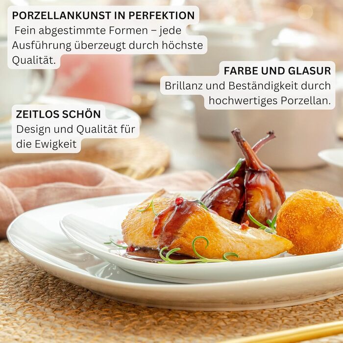 Набір сервірувальних тарілок Sänger Bilgola, 2 шт., порцеляна, білий, 23 x 34 см, для м'яса, риби та закусок, PREMIUM COLLECTION