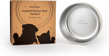 Нержавійна миска для собак та котів GrandTies з гравіюванням, велика (1890 мл, вишня)