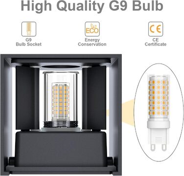 LED-стінні світильники Klighten 2 шт. з регульованим кутом нахилу, тепле світло 3000K, алюміній, для внутрішнього та зовнішнього використання, антрацит