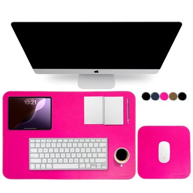 Підкладка для столу з натуральної шкіри, 2 шт. в наборі, XXL розмір, з підкладкою для миші, рожевого кольору