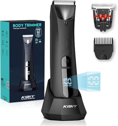 Електричний чоловічий тілобривець Kibiy з LED-підсвічуванням та дисплеєм, IPX7 водонепроникний, з двома лезами