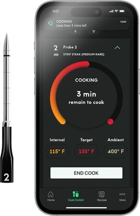Chef iQ Термометр для м'яса з підключенням Bluetooth/WiFi, Add-on №2, моніторинг 2 продуктів, для гриля, духовки, коптильні, фритюрниці, плити (потрібен хаб)