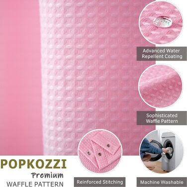 Штора для душу з малюнком вафель, водонепроникна, 183x183 см, рожева - міцний поліестер