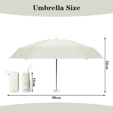 Компактний дощовий парасолька, маленький UV-парасолька, вітростійкий парасолька з капсульною ручкою, портативний парасолька для чоловіків та жінок (білий)