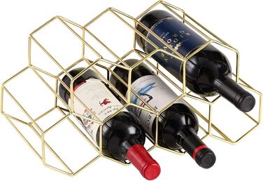 Metal Wine Rack, Freestanding Wine Bottle Holder, Table Wine Rack, Countertop Wine Bottle Holder, Wine Bottle Holder, for Bar, Wine Cellar, Living Room, Kitchen, Basement (Golden)