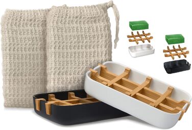 Набір для миття рук: мильниця з бамбука та кукурудзяного крохмалю + 2 мішечки для мила