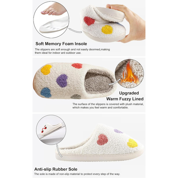 Теплі жіночі домашні тапочки TOPALL з пухом, зимові, м'які, антиковзкі для жінок/чоловіків/унісекс, кольорове кохання, 38/39 EU