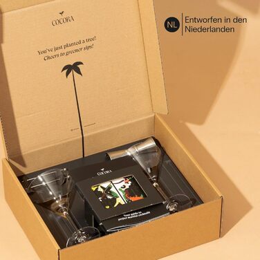 Коктейльний набір Cocora Martini-Set 8 предметів з нержавіючої сталі: шейкер, келихи для Мартіні, книга рецептів, подарункова упаковка (Чорний)