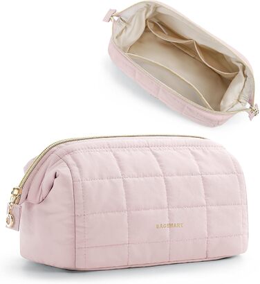 Косметичка для макіяжу BAGSMART, рожева, для подорожей, велика, водонепроникна