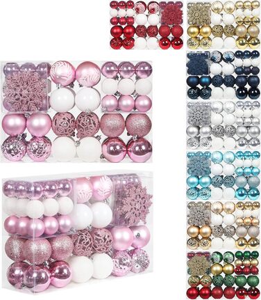 Набір прикрас для ялинки SY CRAFT 86 шт. (золотий, рожевий) - кулі, сніжинки, подарункові пакети