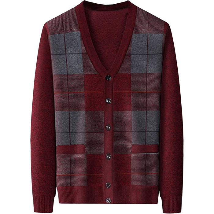 Кардиган чоловічий Аргуайл, в'язаний, з ґудзиками, з кишенями, червоний, суміш вовни