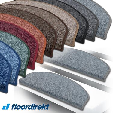 Килимок на сходинки Floordirekt 15 шт. (65x23 см, напівкруглий, зелений) для внутрішніх сходів, самоклеючий, захист сходів