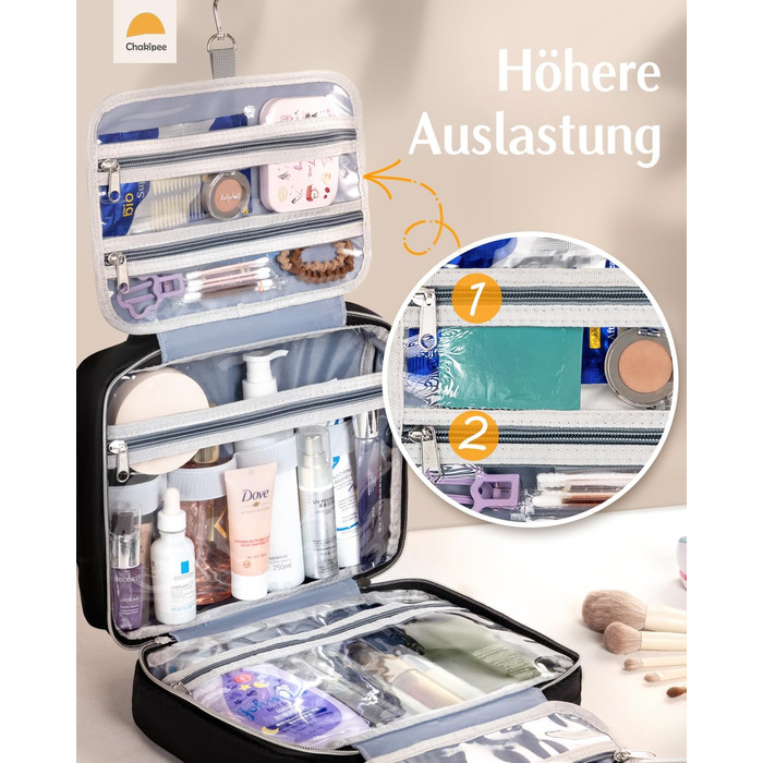 Косметичка для подорожей з петлею для підвішування для жінок – водонепроникна, з прозорим вікном, легка, рожева, середнього розміру (30x23x10 см)