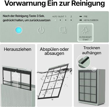 Повітряний фільтр COWAY AIRMEGA 150: GreenHEPA™, 73 м², видаляє 99,999% частинок, віруси, бактерії, аерозолі (0,01 мкм), ECARF, білий