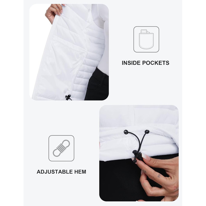 oFiz Steppweste Daen Leicht Weste Daunenweste Daen Ärellos: Легка степкова жилетка oFiz для туризму та подорожей (білий, L)