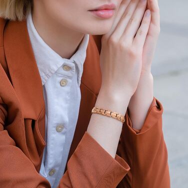 Браслет на руку MagnetRX® Ultrastarkes Titan Magnetarmband для жінок – титановий браслет з магнітами, регульований розмір, рожеве золото