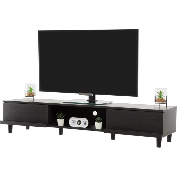 Iris Ohyama TV Furniture, TV Cabinet, TV Stand, TV Mount for screens up to 43 inches, 4 shelves, Extendable, Contemporary, Bedroom, Living Room - TV Cabinet - SAB-100 - White Oak (Black Oak, TV size up to 65 inches, With drawers)
