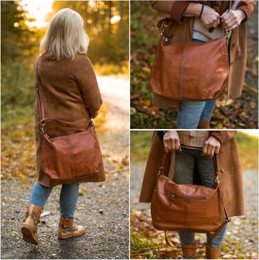Сумка Gusti Shopper Leder Hannah - жіноча шкіряна сумка-шопер, крос-боді, коричнева
