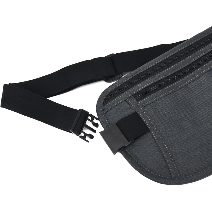 Грошовий пояс DAITET з RFID-захистом, прихована поясна сумка, темно-сірий, універсальний розмір, ширина ремінця 2.5 см