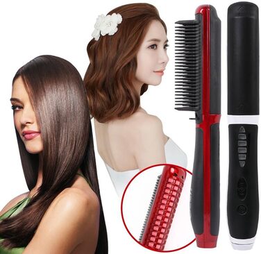 Випрямляч для волосся Pro-Ion: щітка для випрямлення волосся, анти-опік, стилінг (червоний)