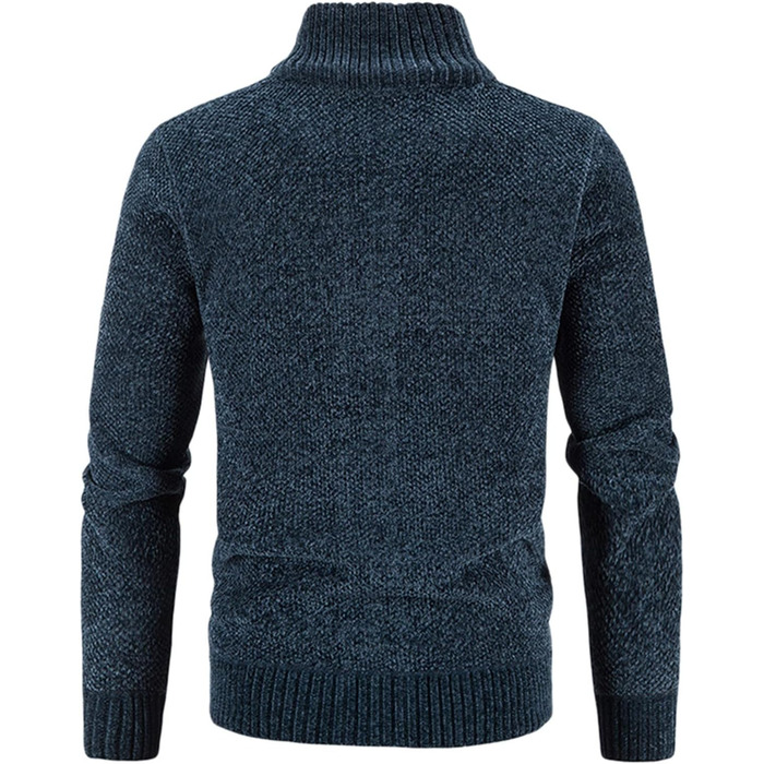 Чоловіча в'язана куртка на осінь, кардиган з кишенями та блискавкою, флісова куртка, куртка для активного відпочинку, спортивна куртка без капюшона, в'язаний світшот, зручна куртка для дому, тепла в'язана куртка (3XL, темно-синій)