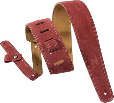 Гітарний ремінь Nefelibata з повного нубуку, 2,5 см шириною, з м'якою підкладкою та петлею для кабелю, для акустичної, бас та електрогітари (Jujube Red)