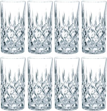Spiegelau & Nachtmann Nachtmann Noblesse Highball Glasses Set, 8-Piece Set, Water Glasses, Juice Glasses, Crystal Glassware, H 14.8 cm, 375 ml