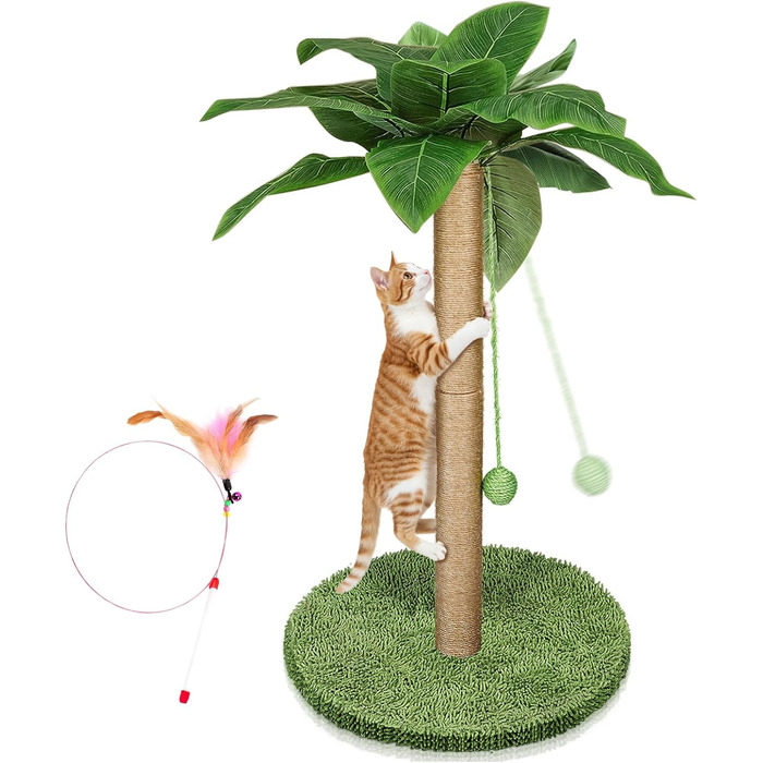 Котячий комплекс Eukue: когтеточка, будиночок, корзина, 110 см, для великих котів, зелений