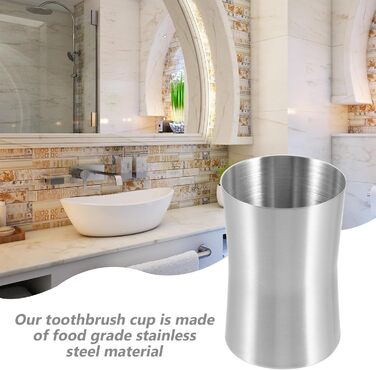 Cabilock Stainless Steel Cup, Brushed Nickel, Bathroom Cup, Toothbrush Holder, Toothbrush Holder, Grey, Toothbrush Holder, Wall Mount, Water Bottle, Toothpaste Holder for Bathroom