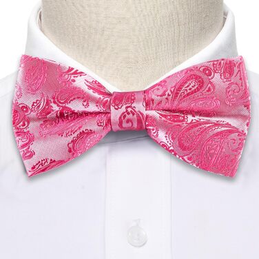 Батерфляй (метелик) для чоловіків Barry.Wang, шовк, візерунок павич, краватка-метелик, нагрудна хустинка та запонки, для весілля, свят, формальних заходів (рожевий)