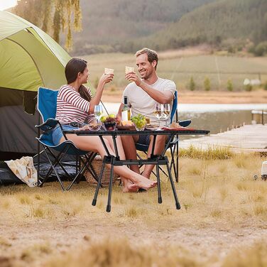 Складаний туристичний стіл Garllen 82x40 см, регулювання висоти (44/70 см), знімний стіл зі сталі, для пікніка, грилю, саду та кемпінгу