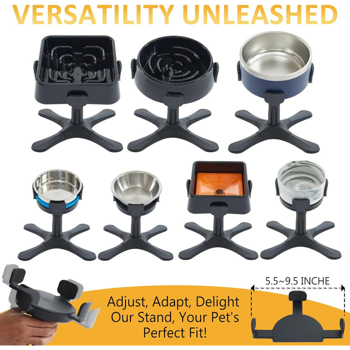 Підвищений годівниця для собак DOUDING з нержавіючої сталі, регульована висота та нахил, антиковзаюча, для малих, середніх та великих собак