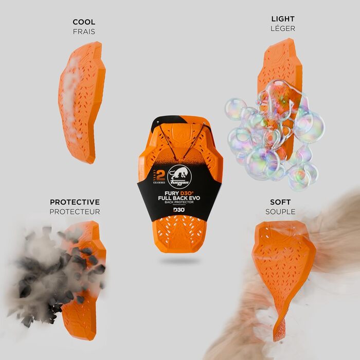 Мотозахист спини Furygan D3O EVO Level 2, сертифікований, гнучкий, легкий, помаранчевий, 2024