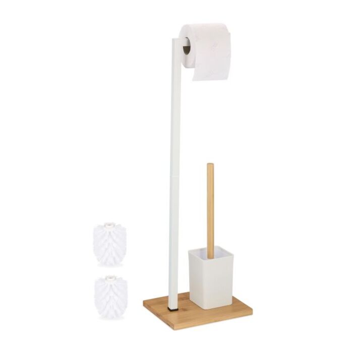 Relaxdays Toilet Set made of Bamboo & Stainless Steel