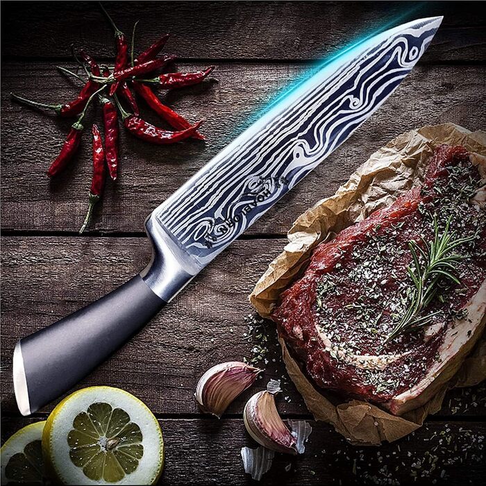 Набір кухонних ножів HOABLORN з дерев'яним блоком: професійний набір ножів для дому, кухні, приготування їжі, подарунок на весілля або новосілля