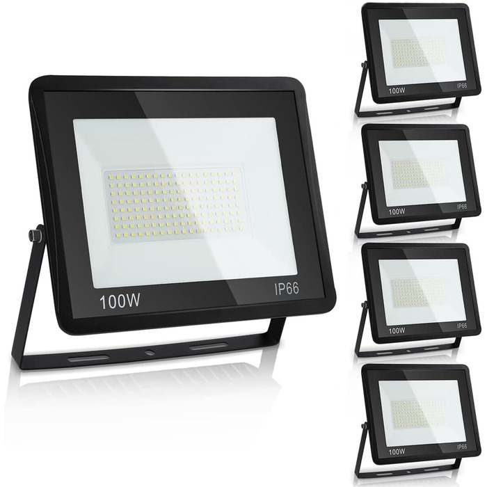 IKODM Outdoor Floodlights, 5-Pack 30W LED Floodlights, 3000K Warm White Outdoor Lighting Floodlight, Waterproof Super Bright 2250LM Construction Lights for Outdoor Yard Garden Garage Sports Field (3000K Warm White, 100W LED Spotlight)