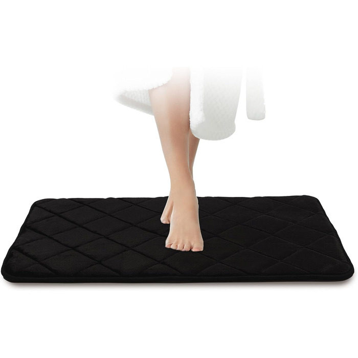 Килимок для ванної кімнати Jawaonline - Плямистостійкий, з Memory Foam, надзвичайно поглинаючий, антиковзний, придатний для прання (Чорний, 50x80 см)