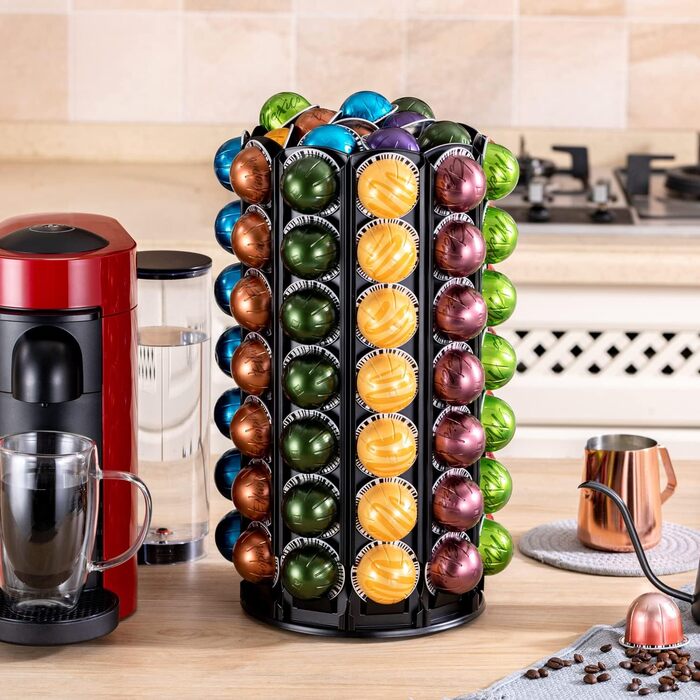 Підставка для капсул Nespresso та кавових падів Vertuo, карусель на 100+ капсул, чорна