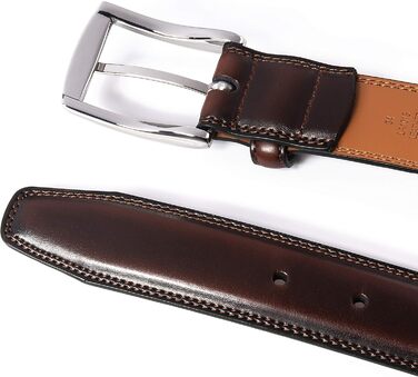 Чоловічий шкіряний ремінь Fabio Valenti – для костюмів, джинсів, уніформи, з односторонньою пряжкою, дизайн США, 40-42, махагон