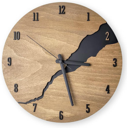 DECORAY Wall Clock in Wood Look, Modern, Silent – No Ticking. Stylish Wall Clock with Quartz Movement for Living Room, Office, Kitchen, Bedroom, or as Decoration. A Modern Eye-Catcher.