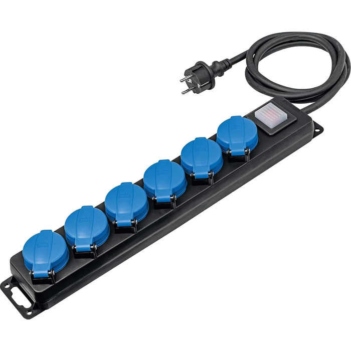 Розподільна коробка з вимикачем Schwabe, 5 розеток, 1.5 м, IP44, 16A, для зовнішнього використання