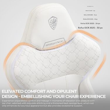 Ігровий крісло Dowinx з PU шкіри, ергономічний комп'ютерний крісло для геймерів, великий офісний крісло з регульованим нахилом та високою спинкою (Білий)