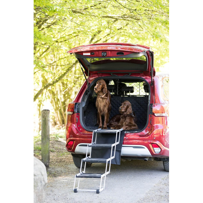 Сходинки для тварин Trixie, 4 сходинки, алюміній, складаються, портативні, срібно-чорного кольору